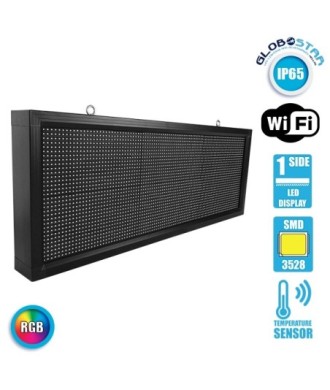 GLOBOSTAR® DISPLAY 90275 Κυλιόμενη Ψηφιακή Επιγραφή P10 Μονής Όψης LED AC 220-240V Αδιάβροχο IP54 RGBW - WiFi Control μέσω FK APP - Αισθητήρας Θερμοκρασίας & Υγρασίας - Μ104 x Π9 x Υ40cm - 2 Χρόνια Εγγύηση